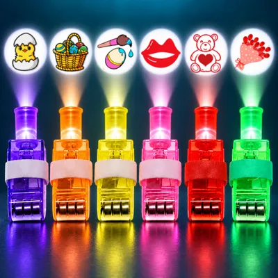 Produktbild von Fingerprojektoren für Kinder, 36er-Set Fingerlichter mit 6 Motiven in 6 Farben, Mitgebsel für Kindergeburtstage, kleine Geschenke für Partytüten