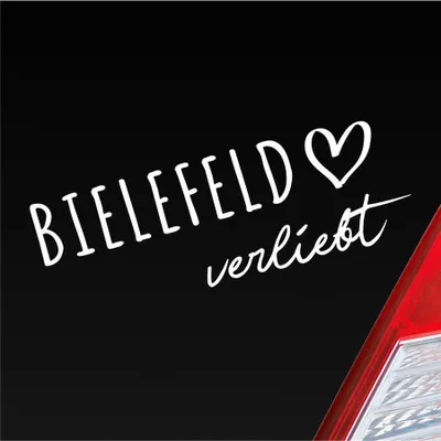 Produktbild von Auto Aufkleber Bielefeld verliebt Herz Stadt Heimat Liebe Car 19x7 cm Weiss Matt Sticker Heckscheibenaufkleber