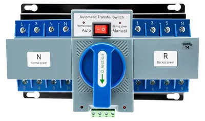 Obrázok produktu pre Automatický prepínač – 4-pólový ATS pre generátor – 6A–63A – Duálne napájanie – Vhodný pre domy a verejné budovy – Modrá farba