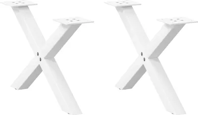 Produktbild von Couchtischbeine X-Form 2 Stk. Weiß 60x(30-31) cm Stahl