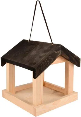 Productafbeelding van Hangend voederhuis van hout voor vogels