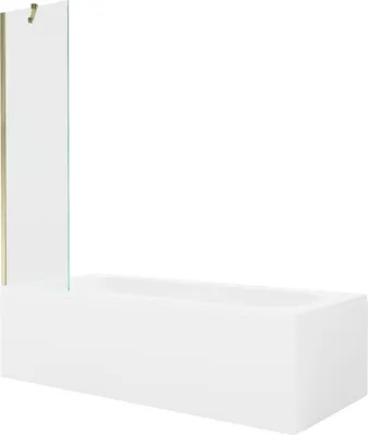 Zdjęcie produktu dla Mexen Vega wanna prostokątna 180 x 80 cm z obudową i parawanem 1-skrzydłowym 50 cm, transparent, złoty - 550118080X9505000050