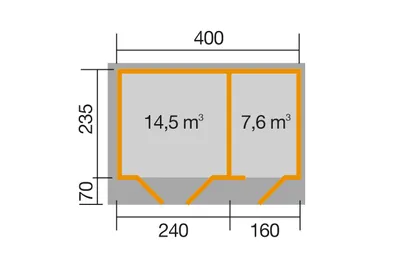 Produktbild von WEKA 261.4024.10.00 Gartenhaus/Blockbohlenhaus Hinterzarten  Nebenraum mit Einzeltür/Doppeltür ; Größe: 1 ; Farbgebung:  ; Wandstärke: 28 mm ; Maße (LxBxH): 400 cm x 305 cm x 262 cm ; Seitenwandhöhe: 210 cm