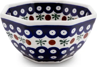 Produktbild von Original Bunzlauer Keramik 450 ml Dessertschale Müslischale Servierschale Schüssel 8-Eckig [Form 5] Ø14,0 cm, H 7,0 cm, Design 41