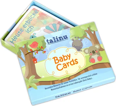 Produktbild von TALINU Baby Meilensteinkarten, 35 liebevoll gestaltete Baby Erinnerungskarten für Junge oder Mädchen - Für unvergesslich schöne Momentaufnahmen im