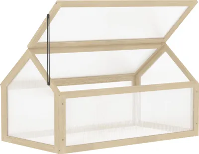 Produktbild von Kompaktes Holz-Gewächshaus Mini, 90x52x49,5 cm, Polycarbonat mit Belüftung, Natur