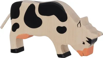 Image de Holztiger 80002 Vache, broutant, env. 18,5 x 2,8 x 10,5 cm, bois, noir/blanc