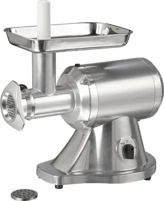 Produktbild von Edelstahl Fleischwolf 220 kg/h, 0.8 kW, Rückwärtslauf, 8h Dauerbetrieb, inkl. Lochscheiben 5 & 8 mm, 517x328x410mm