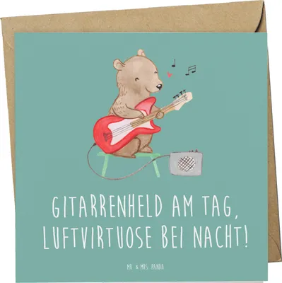 Produktbild von Mr. & Mrs. Panda Grußkarte Gitarrenheld - Meeresbrise - Geschenk, Freiheit, Instrument, Lernen, Musik, Leidenschaft, Klappkarte, Liebe, doppelkarte, anlasskarte, Musiker