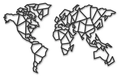 Geometrische Metall-Wanddekoration, schwarz, Karte, 128 cm