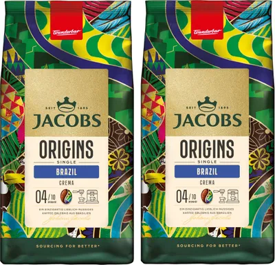 Produktbild von JACOBS Kaffeebohnen Origins Brazil geröste ganze Bohne 2x 1 kg Bohnenkaffee