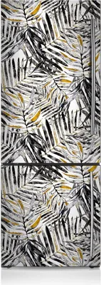 Produktbild von Kühlschrankfolie Aufkleber Kühlschrankmagnete Dekoration Kühlschrankfolie 60x180 cm - Schwarze Blätter