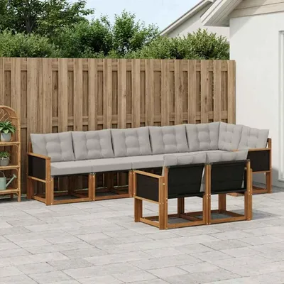 Produktbild von Möbel Outdoor-Sofagarnitur mit Kissen 8 pcs Natürlich und HellgrauGartensofas - Gartensofas c618