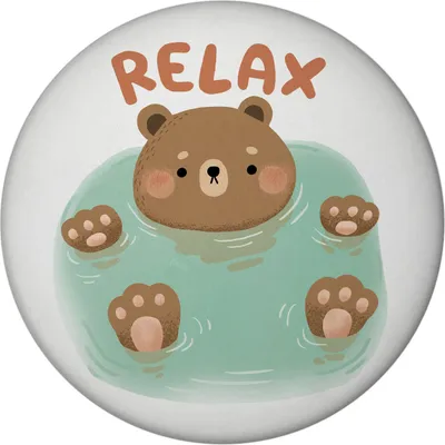 Produktbild von Bär Magnet rund mit Spruch Relax