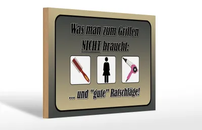 Produktbild von Holzschild Spruch 30x20cm was zum Grillen nicht braucht