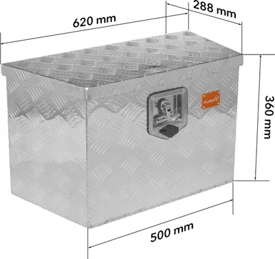 Produktbild von ALUBOX Deichselbox - Anhänger Kiste - Riffelblech 62 x 36 x 29 cm - wasserabweisend staubdicht abschließbar