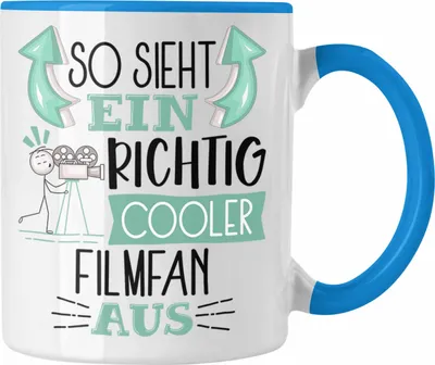 Produktbild von Trendation - So Sieht Ein Richtig Cooler Filmfan Aus Geschenk Tasse Lustiger Spruch Geschenkidee (Blau)