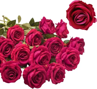 Image de Roses artificielles, 15 pièces, 2,8 x 20 cm, fleurs en soie rouge pour la décoration