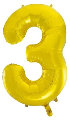 Produktbild von Folienballon Zahl 3 Gold, ca. 86 cm, geeignet zur Befüllung mit Helium oder Luft
