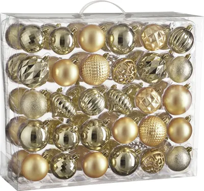 Image de House of Seasons Ensemble de boules de Noël - 60 pièces - Ø7 cm - Résistant à la casse - Champagne