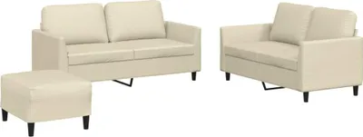 Produktbild von vidaXL 3-tlg. Sofagarnitur mit Kissen Creme Kunstleder