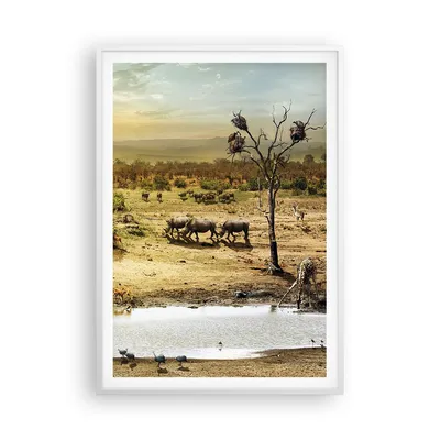 Produktbild von Gerahmtes Poster - Weißer Rahmen - Safari Tiere - 70x100 cm - Wand Bild - Wanddeko - Wandbilder - Kunstposter - Wandposter - Bilderrahmen - Bilder - Kunstdruck - Wandbild - P2WPA70x100-3880