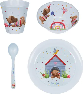 Zdjęcie produktu dla Zestaw upominkowy naczyń z jamnikiem - BabyGlück