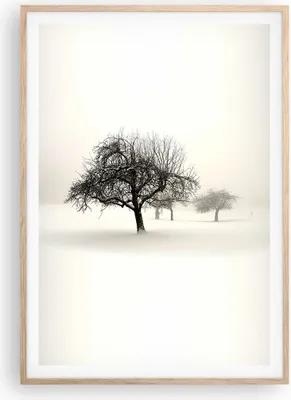 Produktbild von Gerahmtes Poster - Rahmen in heller Eiche - Bäume Schnee Nebel - 70x100 cm - Wand Bild - Wanddeko - Wandbilder - Wandposter - Bilderrahmen - Bilder - Kunstdruck - Wandbild - P2NPA70x100-4136