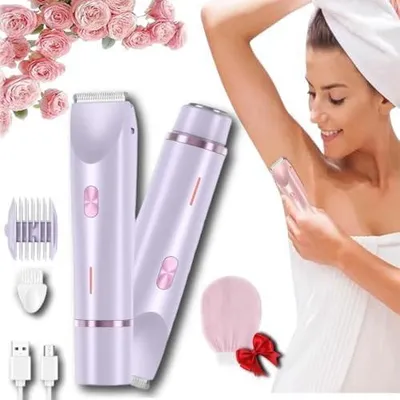 Image de Rasoir 2-en-1 pour femmes, Bloom Shave, rasoir intime pour femmes, étanche (IPX7), utilisable sur peau sèche ou humide, pour le corps, le visage, les jambes et les aisselles