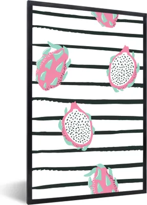 Produktbild von MuchoWow® Gerahmtes Poster Sommer - Obst - Rosa 60x90 cm - Poster mit Schwarzem Bilderrahmen Wandposter Rahmen Foto Bilder - Kunst