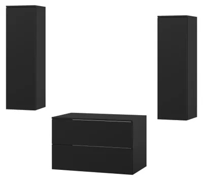 Produktbild von Badezimmerset 3-Teilig: Unterschrank + 2 Hochschränke Color Schwarz (2S 80 + 1D 100 X2)