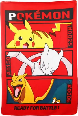 Produktbild von Pokemon Pikachu Mewtu Glurak Kinder Fleecedecke leichte Kuscheldecke 100x140