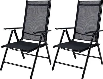 Produktbild von CASARIA® Gartenstuhl Set Klappbar Aluminium Wetterfest 8-fach Verstellbar 120kg Belastbar Outdoor Balkon Camping Hochlehner Klappstuhl Stuhl, Farbe:2er Set Anthrazit