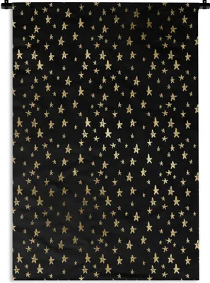 Produktbild von MuchoWow® Wandteppich Wandbehang Muster - Sterne - Gold 60x90 cm Tapisserie Dekoration Wandtuch - Foto-Teppich - Abwaschbar