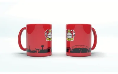 Produktbild von Bayer 04 Leverkusen Tasse rot Skyline schwarz