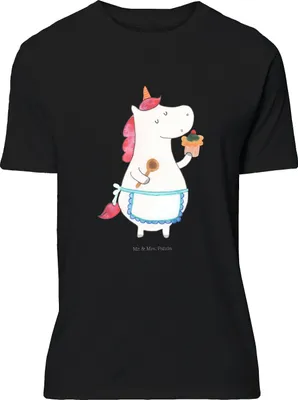 Produktbild von Mr. & Mrs. Panda Größe M T-Shirt Einhorn Küche - Schwarz - Geschenk, Muffin, mit Spruch, Motivation, Tshirt, Unicorn, Backen, Einhörner, Shirt, Herren, Torte