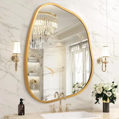Productafbeelding van Solidchoice - Asymmetrische Wandspiegel 45x65cm met Gouden Frame