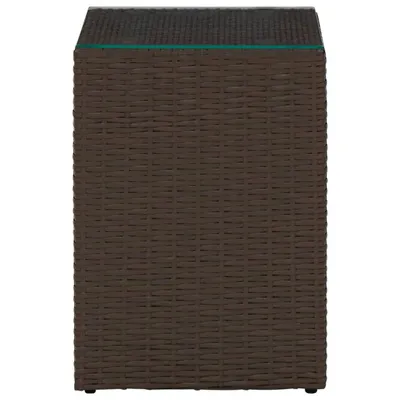 Obrázek produktu pro vidaXL Odkládací stolek se skleněnou deskou hnědý 35x35x52 cm Poly ratan