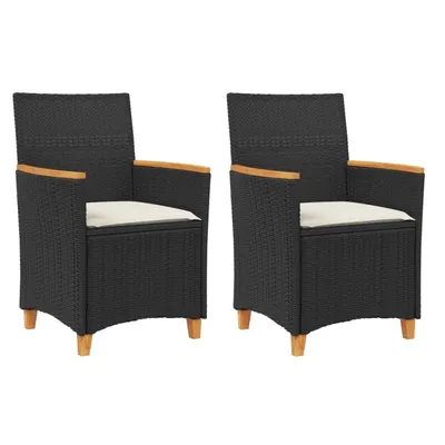 Immagine prodotto di vidaXL Sedie da giardino con cuscini 2 pezzi nero poli rattan legno massiccio