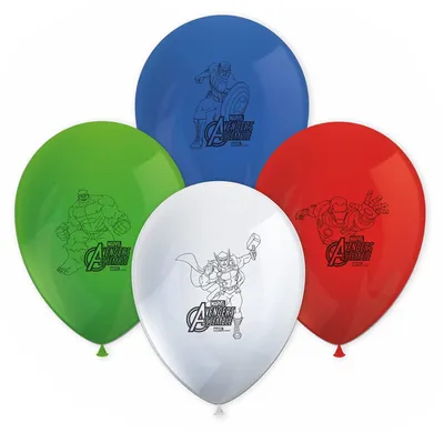 Image de Unique Lot 72010 - 11" Latex Marvel Avengers Assemble Balloons, Pack Of 8