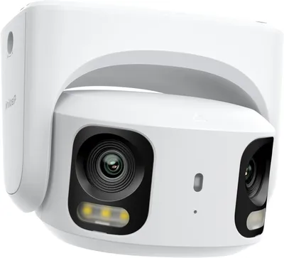 Image de Caméra de surveillance à double objectif, résolution UHD 16MP et angle de vision panoramique de 180°