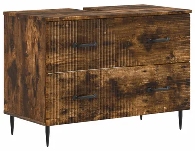 Immagine prodotto di vidaXL Mobiletti per lavabo, modello HAARLEM, finitura rovere scuro, dimensioni 82 x 41 x 58,5 cm