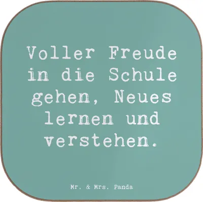 Produktbild von Mr. & Mrs. Panda Untersetzer für Gläser Spruch Schulanfang Freude - Meeresbrise - Geschenk, Coaster, verstehen, positivity, Tassenuntersetzer, Vertrauem, Abenteuer, Tasse