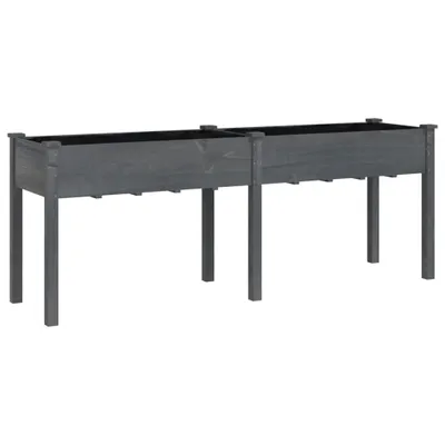 Image de vidaXL Bac à plantes avec insert Gris 203x53x76 cm Sapin massif