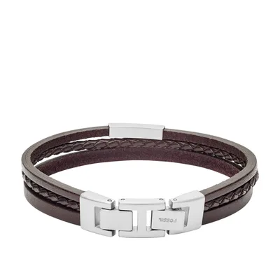Image de FOSSIL bracelet Vintage Casual Multi-Strand Leather Bracelet Black noir