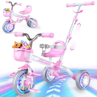5-in-1 Kinder-Dreirad, leuchtende Räder, verstellbar, 1-5 Jahre