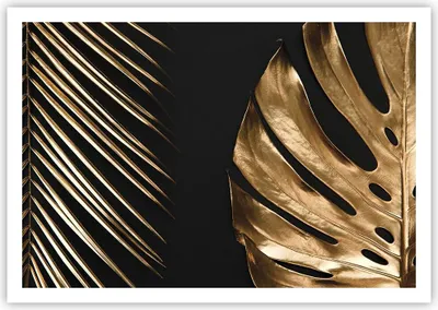 Produktbild von Poster - Poster ohne Rahmen - Golden Blatt Monstera - 100x70 cm - Wand Bild - Wanddeko - Wandbilder - Kunstposter - Wandposter - Bilder - Kunstdruck - Wanddekoration - Wandbild - P2XAA100x70-5028