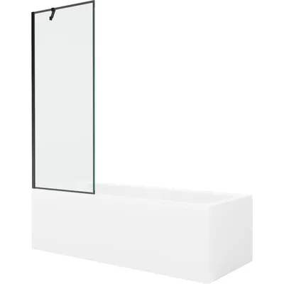 Obrázek produktu pro Mexen Cubik obdélníková vana 170 x 70 cm s pláštěm 1-křídlovou zástěnou 70 cm, Černý vzor - 550317070X9507007070