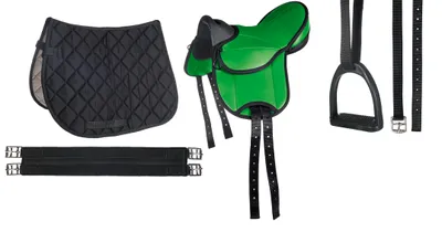 Produktbild von HKM Shettysattel Set Beginner Kindersattel Grün Shetty
