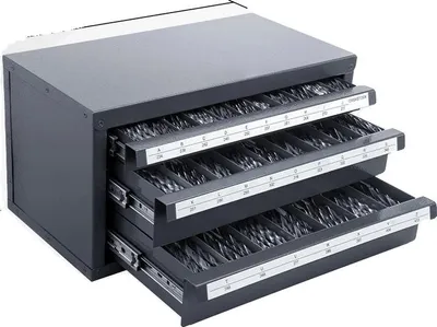 Image de Organisateur pour forets, armoire à trois tiroirs, construction robuste en acier, 27 pièces ET3-B